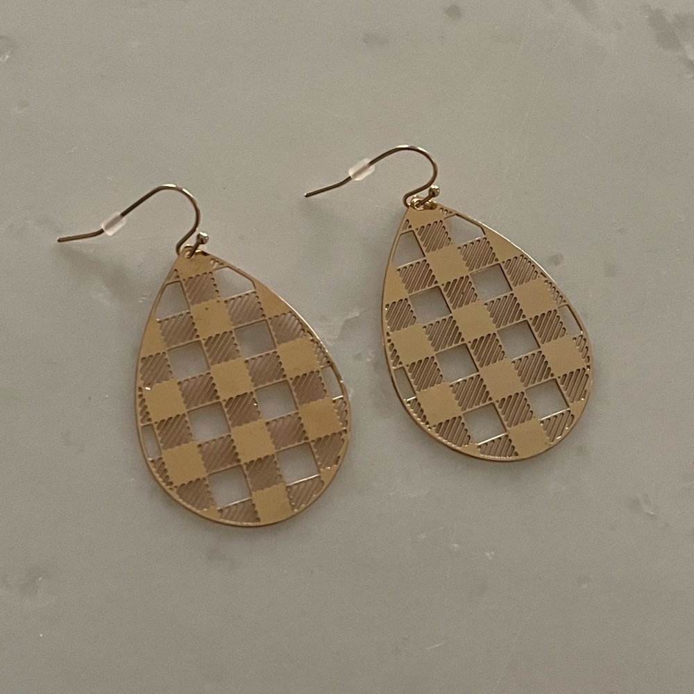 Gold Teardrop Earrings - Picture 2 of 2